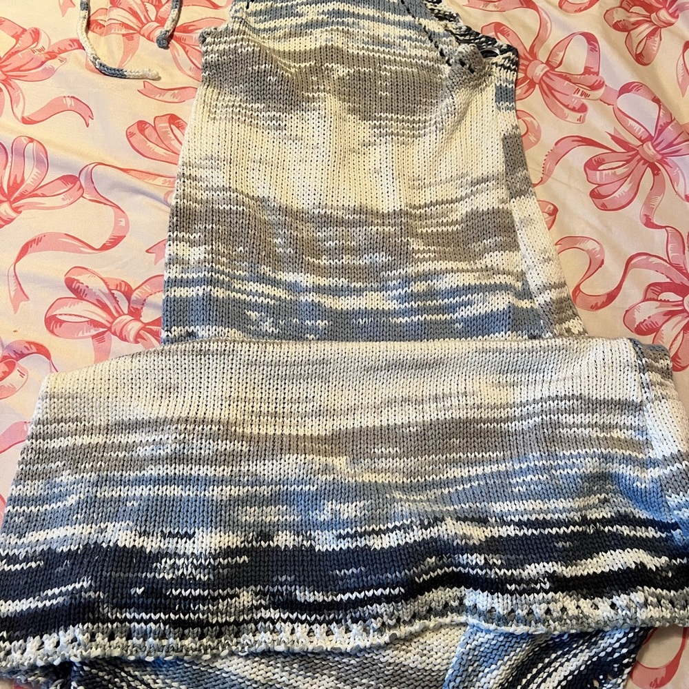 Blue and Gray Knit Dress